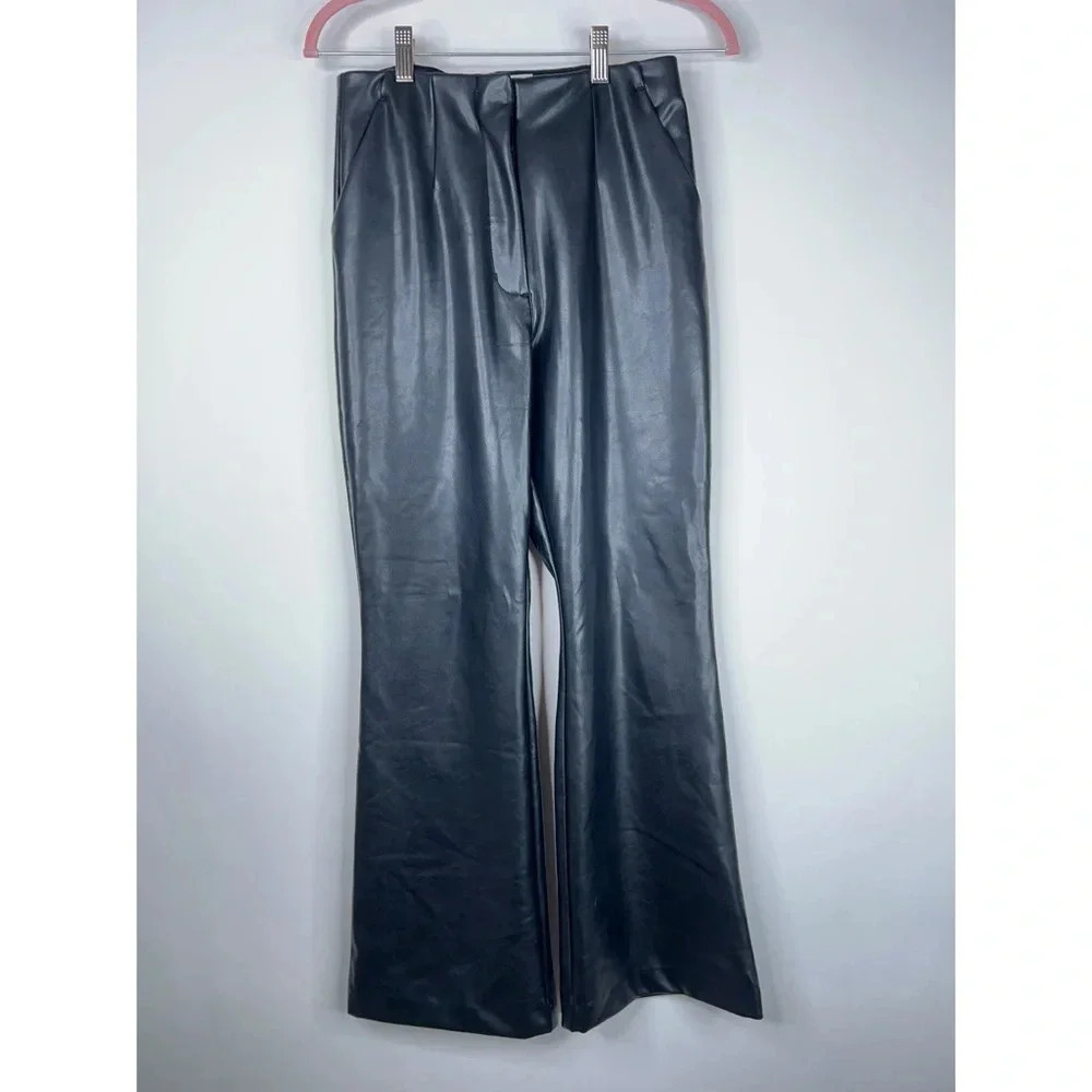 Abercrombie & Fitch Vegan Leather Black Pants Curve Love High Rise Flare Bootcut